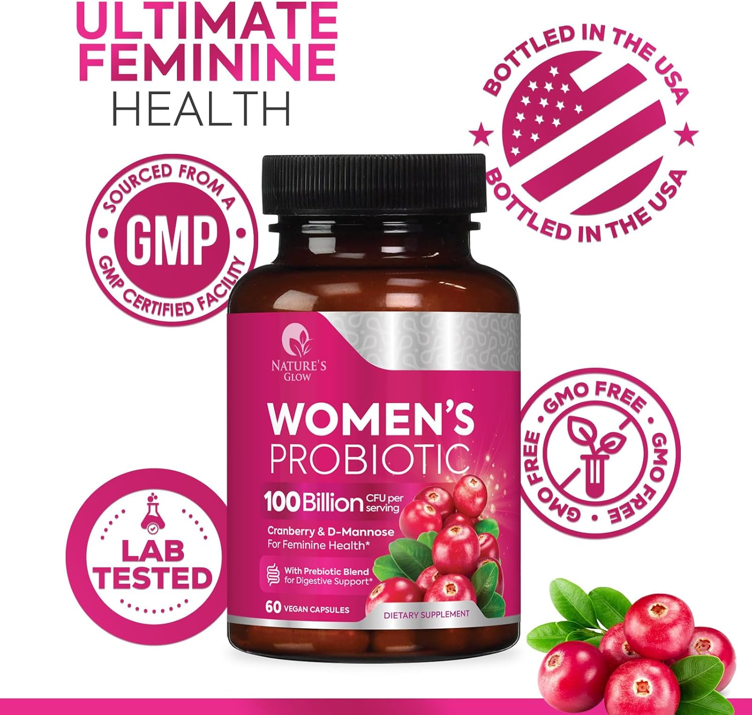 Probiotics For Women 100 Billion CFU - 16 Strains Women's Probiotic For PH Balance & Feminine Vaginal Health Support - Womens Acidophilus Probiotic For Digestive Health, Bottle In USA - 60 Capsules - Image 4