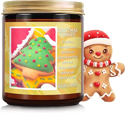 Vela de Navidad Vela de galletas de Navidad con aroma a masa de galletas de azúcar para vacaciones de Papá Noel, velas perfumadas de Navidad para
