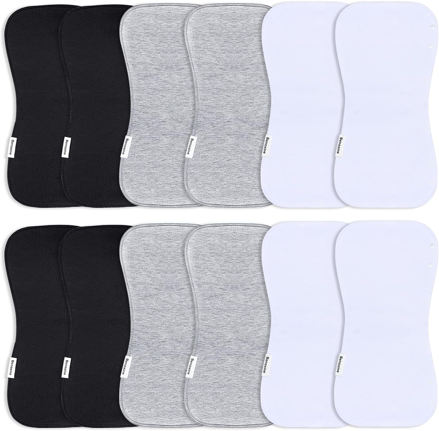 Premium 12-Pack 2-in-1 Baby Burp Cloths & Bibs | Organic Cotton 3-Layer Super Absorbent Burping Cloths & Spit Up Rags for Boys & Girls - Large Size Ideal for Newborn Spit Up