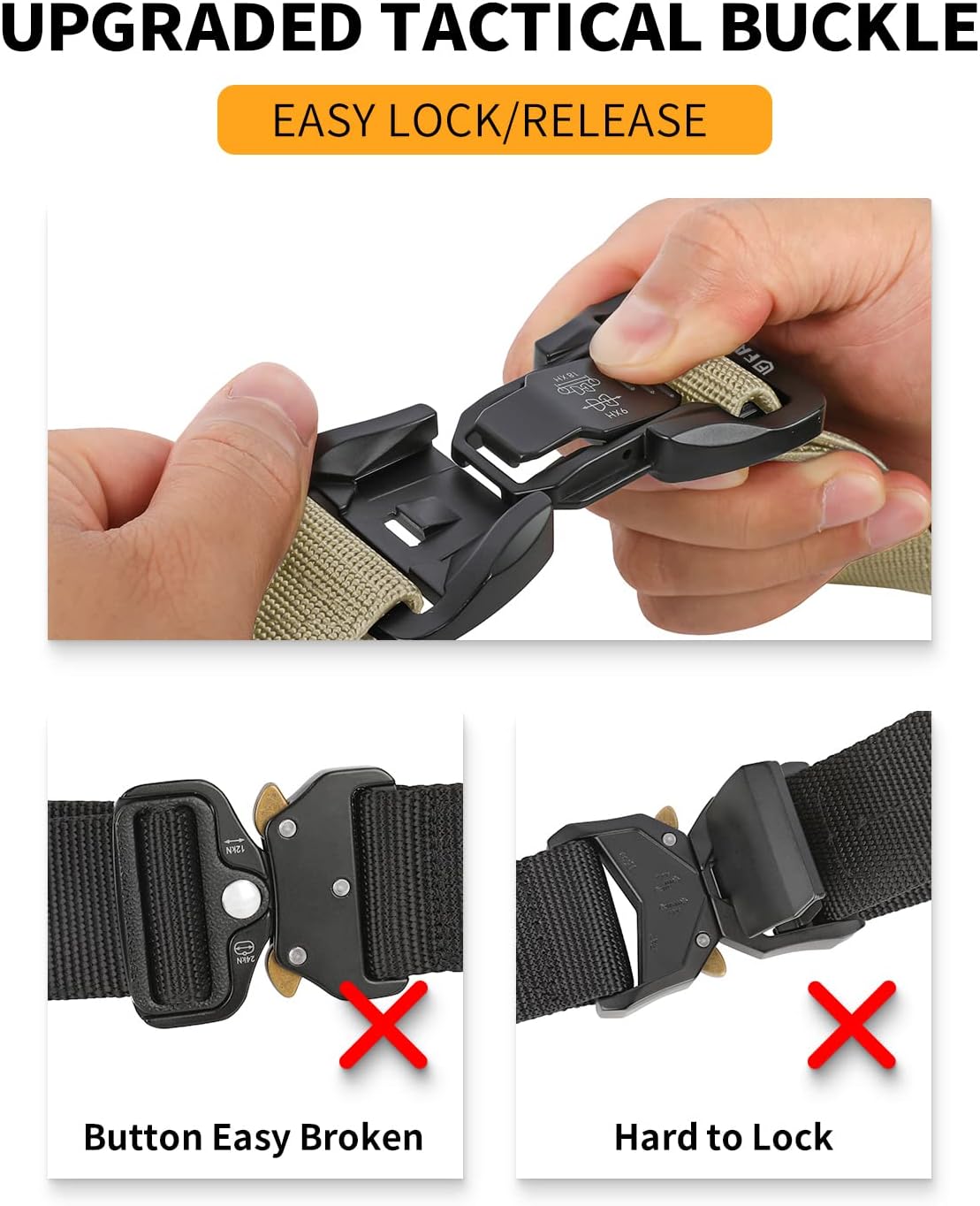 FAIRWIN Men Belt,Quick Release Tactical Belt, Military Work Stretch Nylon Web Belt for Men - Image 3