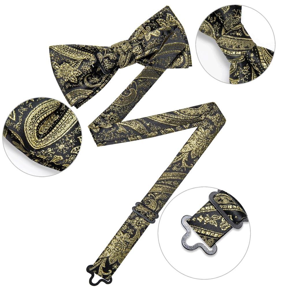 JFDBGU Pre-tied Bowties Handkerchief Cufflinks for Man Wedding Causal Adjustable Bow Ties Knot Gift