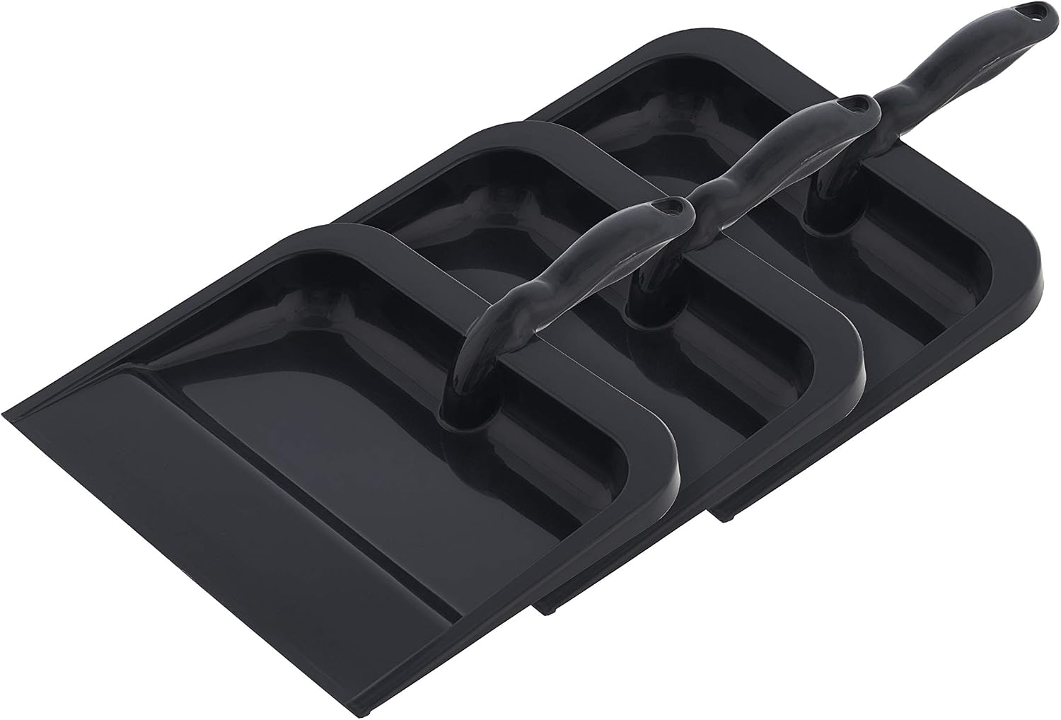 Superio Heavy Duty Plastic Dustpan with Comfort Grip Handle Black, Durable, Lightweight Multi Surface Dust Pan Easy Broom Sweeping, 10 inches Wide, 1-Pack