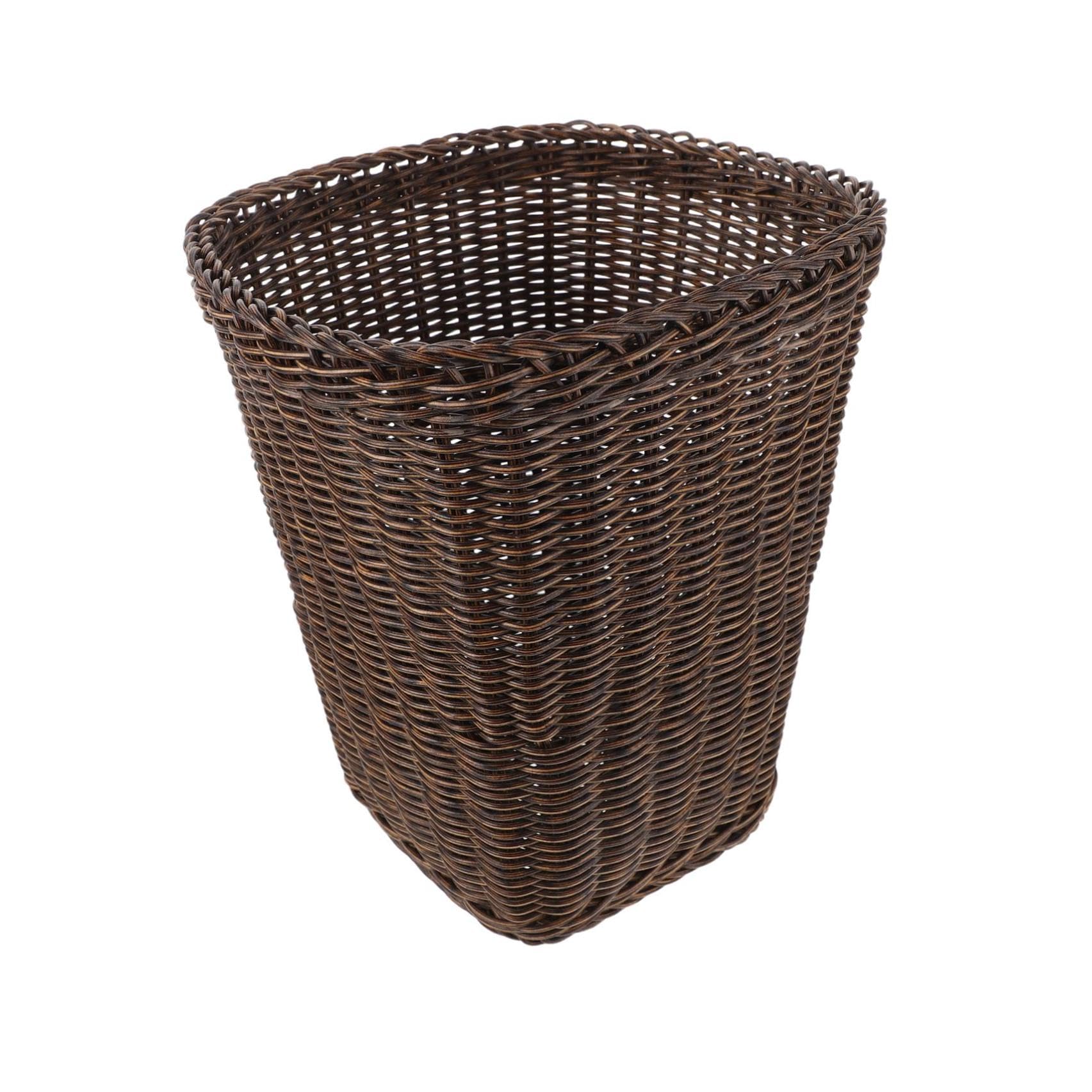 DECHOUS Cestino per Rifiuti da Scrivania in Rattan Sintetico, Cestino Piccolo Vintage per Carta Straccia, Contenitore per Rifiuti da Ufficio e Casa Design Compatto e Facile da Pulire