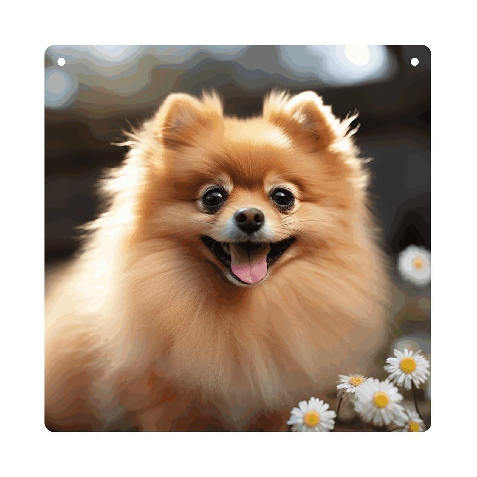 LZQPOEAS Pomeranian Dog Square Acrylic Wall Hanging, 8-Inch Acrylic Wall Art with Rope, Premium Wall Plaque Ornament Decor for Home, Living Room, Office, Fireplace & Festive Gifts