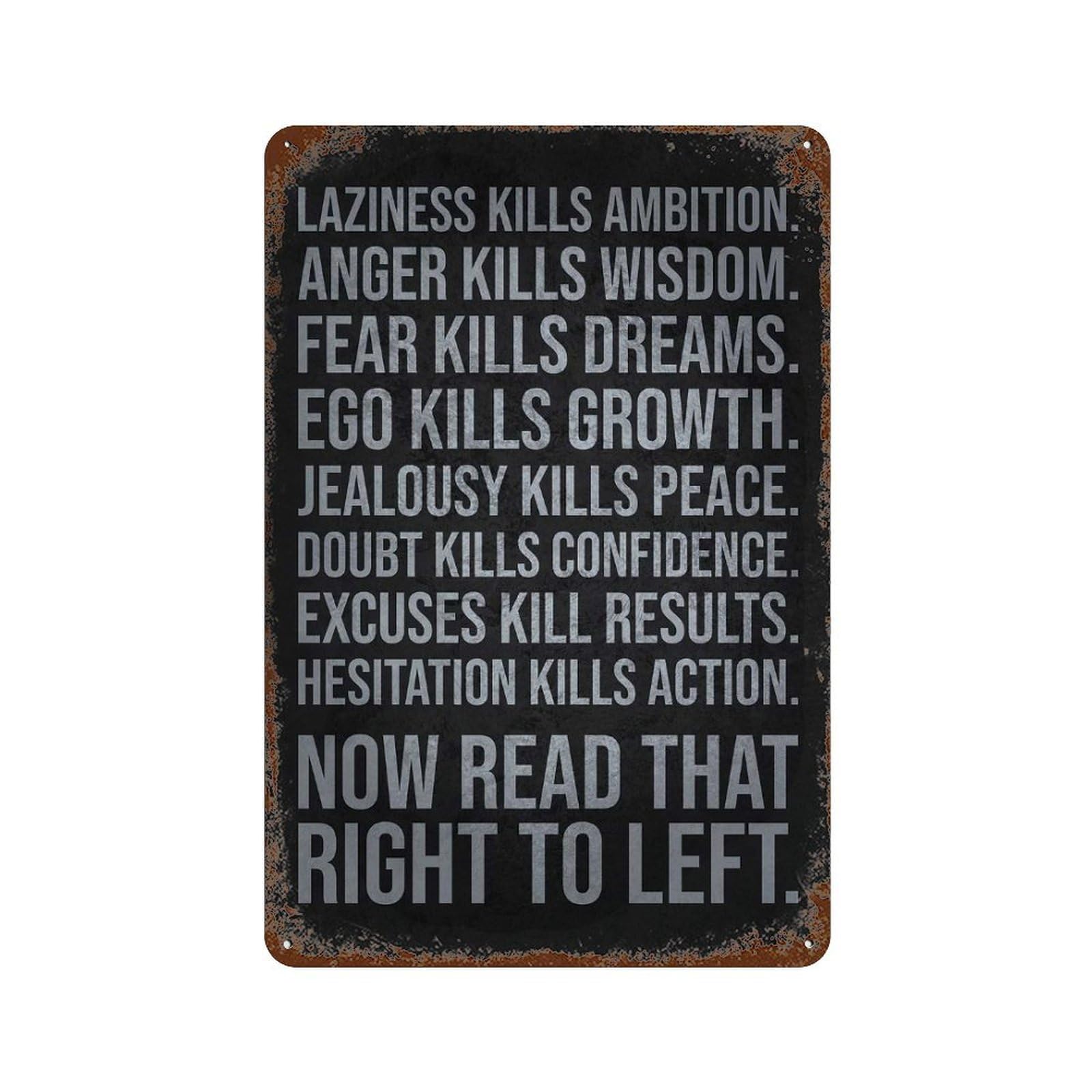 Vintage Rust Metal Sign Motivational Words - Success Inspirational 11.8"x7.9", Old School Wall Decor for Garage, Bar And Workshop Decor