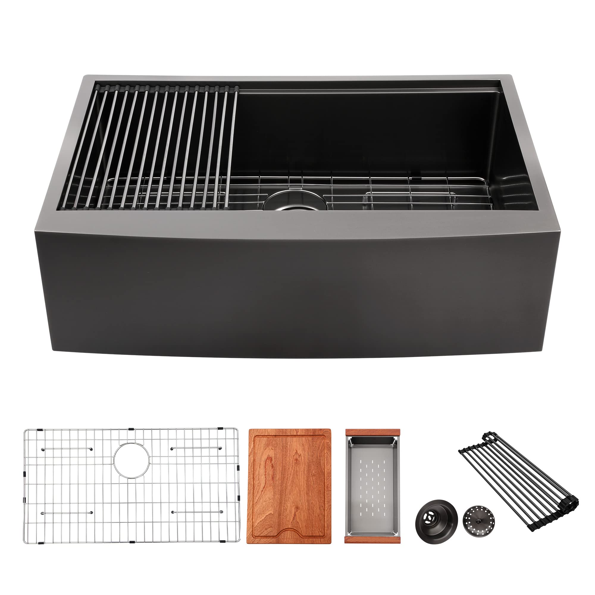 Buy Black Farmhouse Sink Workstation Lofeyo 30 Inch Farmhouse Kitchen