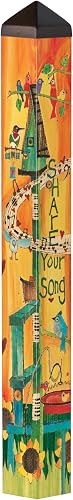 Studio M Art Pole, PVC Weather Resistant Pole with Vinyl Bowl 40 inches Tall Outdoor Decoration for Gardens, Patios, Yards, Landscaping and Birding Accessories, Share Your Song