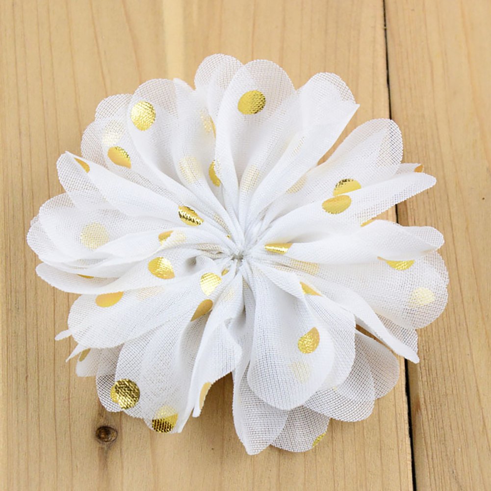 Bande Bebe Fille JA68 Bandeau En Dentelle Avec Double Fleur En Mousseline De Soie Et Tete Bebe Fille