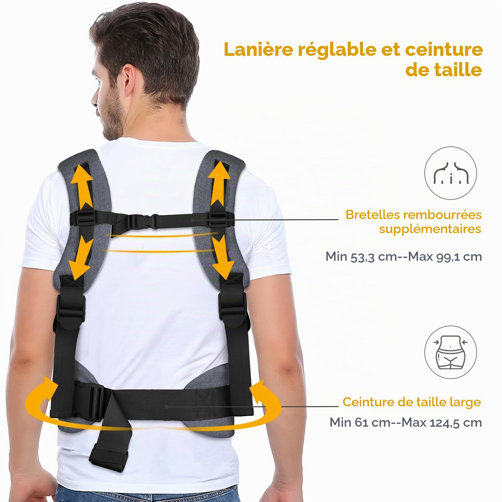 GAGAKU Porte-bébé pour bébés et tout-petits de 0 à 36 mois, Advanced 4-en-1 Porte bebe Facile à porter en position face à face vers l'avant et vers l'arrière pour enfants-Gris foncé