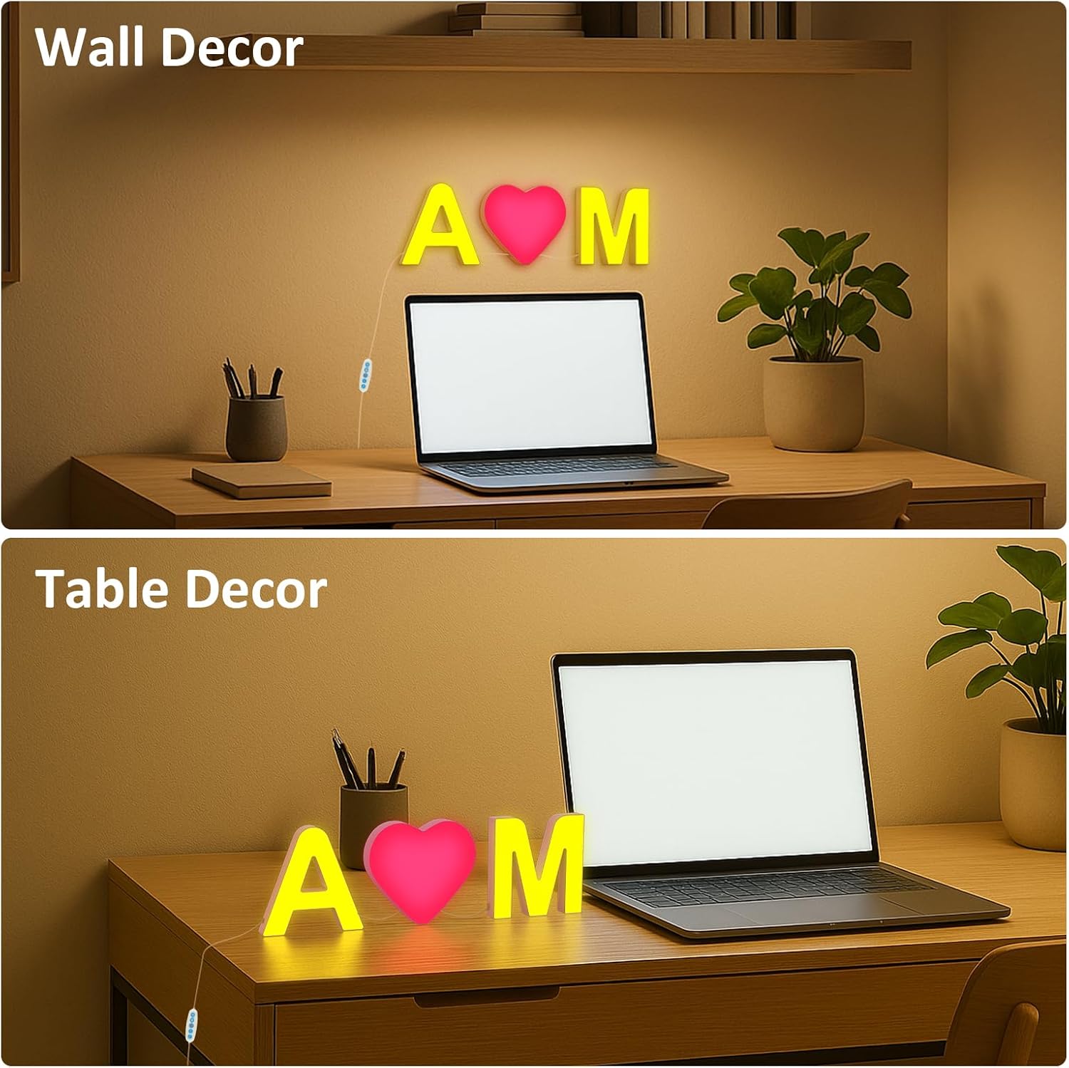 Light Up LED Letter Lights – USB Powered Color Changing Alphabet Sign, APP Controlled Night Light for Bedroom, Party, Birthday, Christmas & Valentine Decorations,L