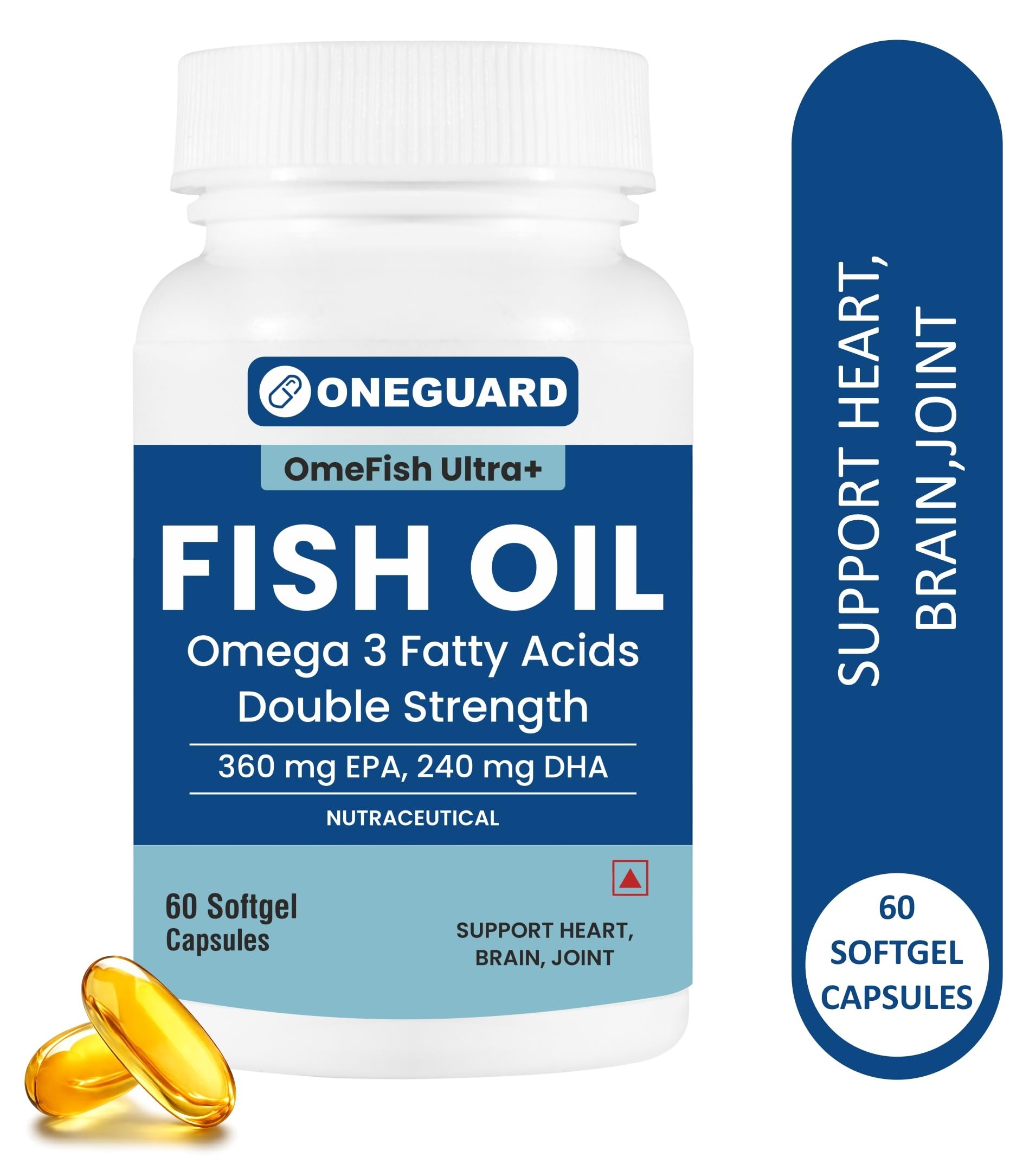 Fish Oil Double Strength (60 Capsules) 360 EPA, 240 DHA and other omega For Healthy Heart, Brain, Bones, Joint Care & Eye Health | Salmon Fishoil — Amazon image 7