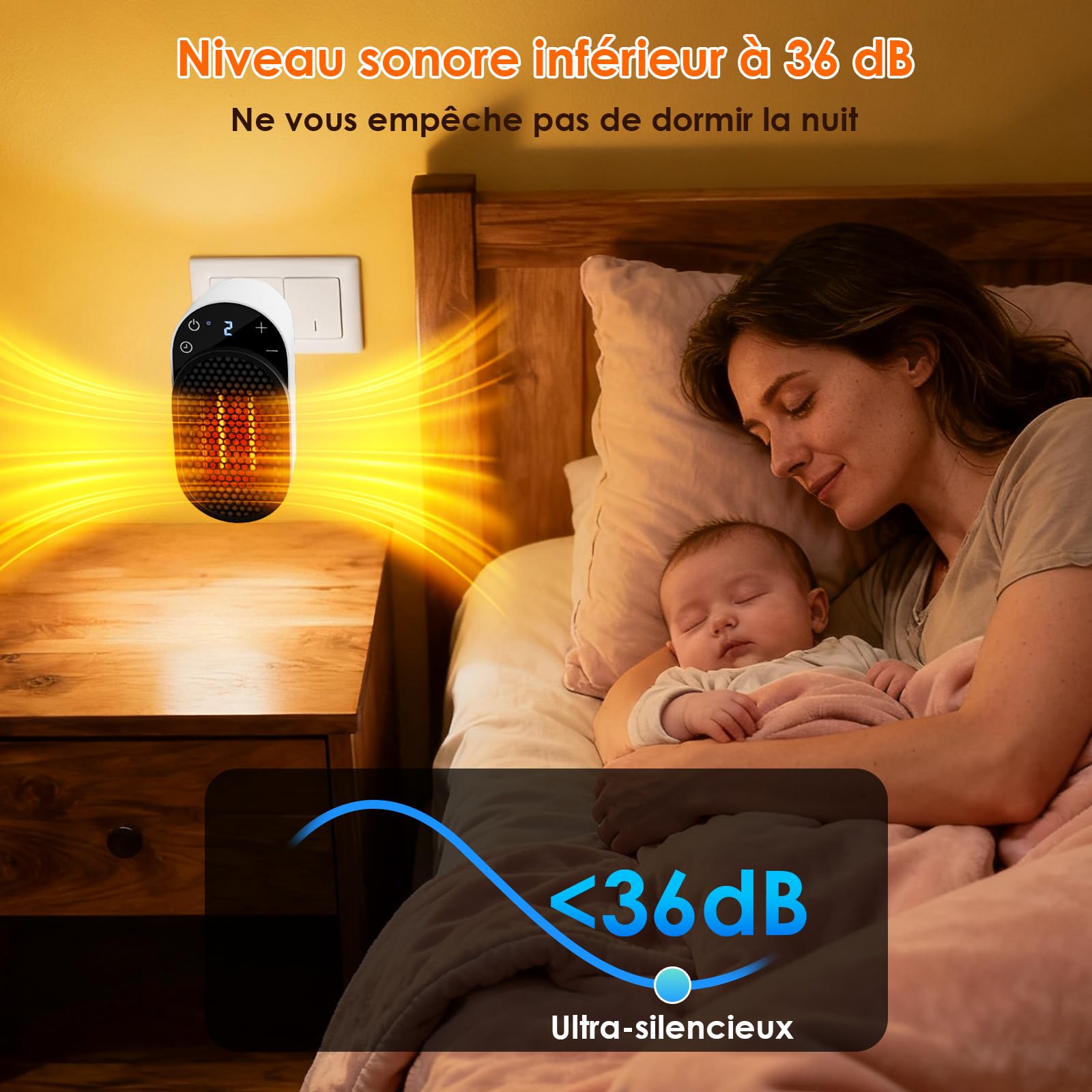 Dreamhigh® Chauffage d'appoint 500 W, Chauffage Soufflant avec Télécommande, Rotation à 90°, Minuterie 1-12 Heures, Écran LED, Chauffage Electrique Economique pour Pièces jusqu’à 25 m³