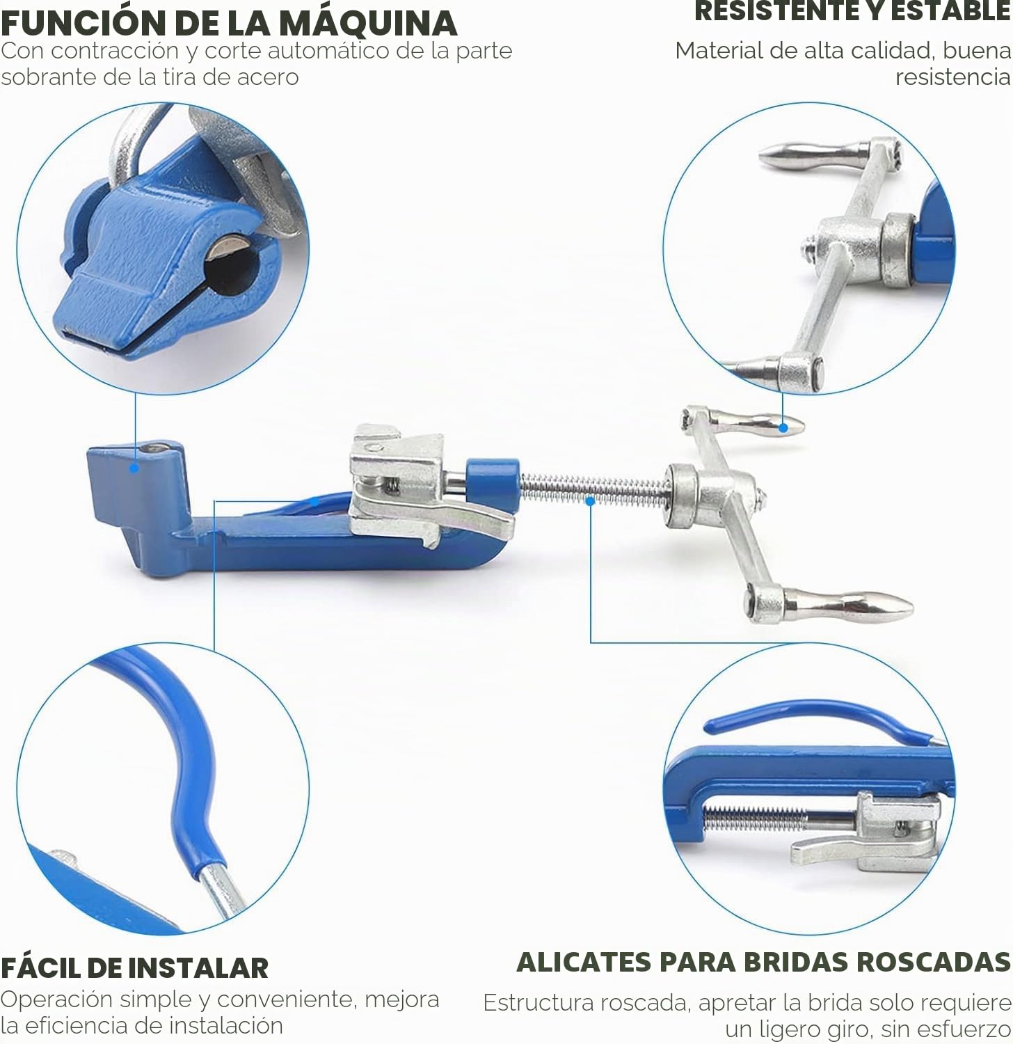 Tensor de fleje,Herramientas de Bandas de Metal,Alicate de Flejado Manual Herramientas de Sujeción de Bridas Para la Fijación de Paquetes de Bandas de Metal o Acero(Espiral)
