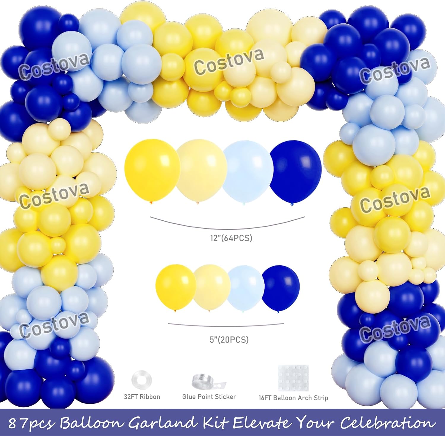 Costova She Found Her Main Squeeze Bridal Shower Decorations, Lemon Bachelorette Party Decorations, Blue Yellow Backdrop Balloon Banner Tablecloth Sash for Capri Lemon Bride To Be Engagement Supplies