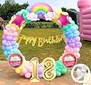 Flyloons Paper, Latex Rainbow Theme 18th Birthday Decorations Kit Girls Boys For 18 Year With Number Rainbow Star Pink Purple Yellow Blue Green Pastel Balloons Happy Birthday Gold Banner, 59 Pcs gallery image