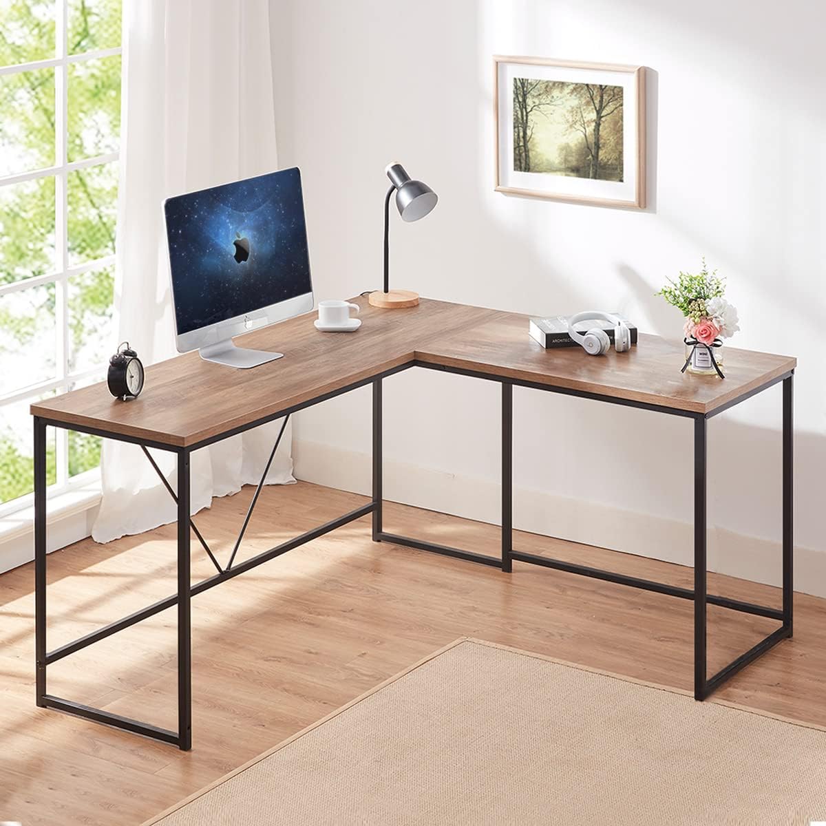 HSH L-Shaped Computer Desk configured for a computer workstation, showcasing ampruang le.