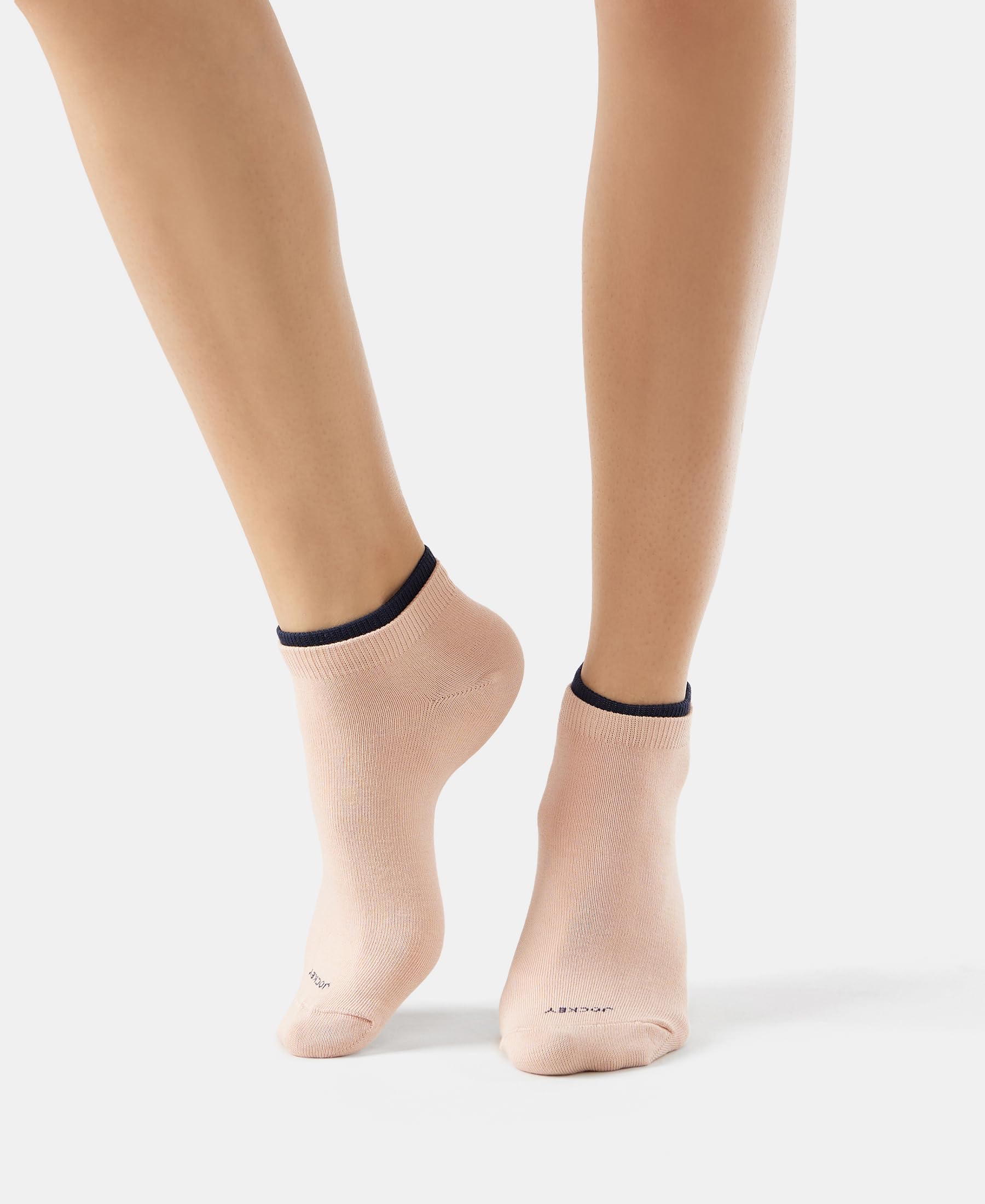 Jockey 7491 Women's Compact Cotton Stretch Solid Regular Low Show Socks With Stay Fresh Treatment (Pack Of 2)_Rose Smoke & Navy_Free Size - Image 4 thumbnail