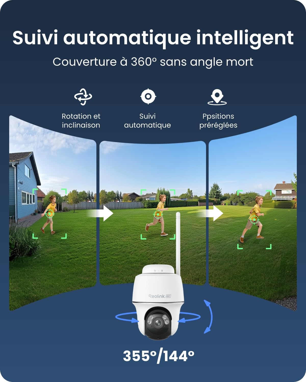 Reolink 4K Kit Cameras Exterieur sans Fil, 360° Suivi Auto & PT, Home Hub | 2 Caméras Argus PT Ultra, Vision Nocturne Couleur, Stockage Local sans Abonnement, Wi-Fi 2.4/5GHz, Panneau Solaire Inclus