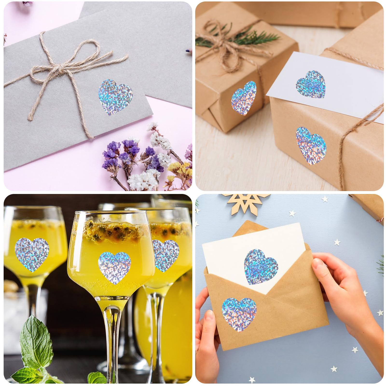 500 stuks zilveren stickers, sterren, glitterstickers, holografische