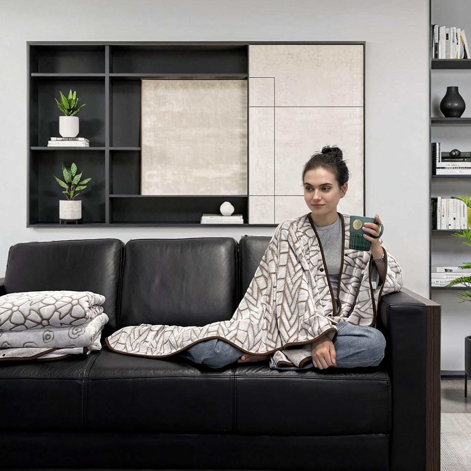 forestfish Wearable Blanket Poncho With Pockets, Fleece Shawl Wrap Blanket For Men And Women Soft Warm - Image 5