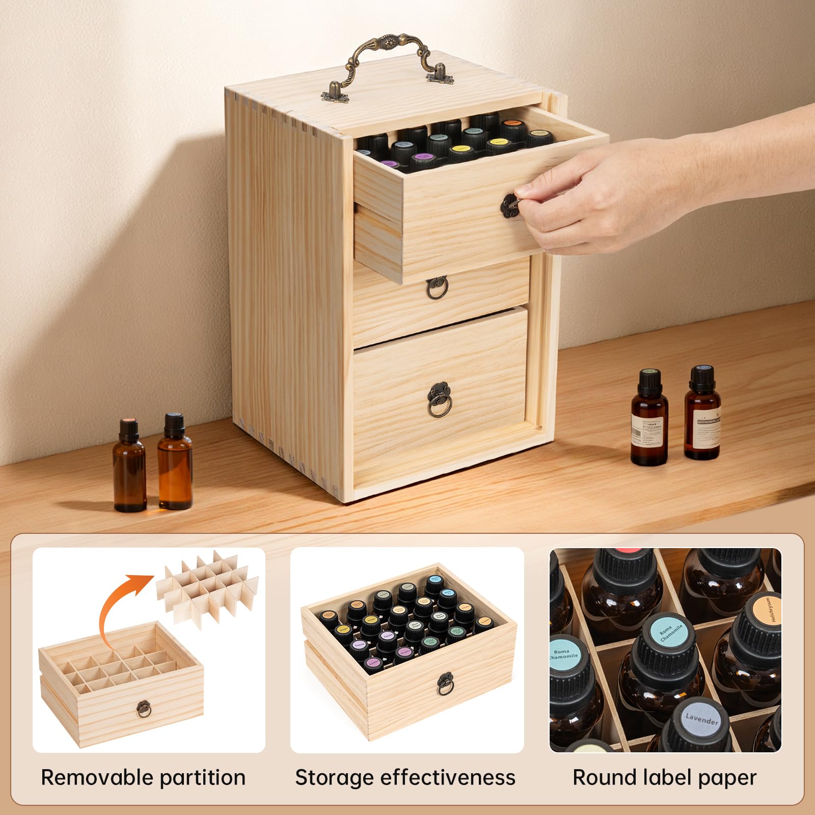 TORIBIO Wooden Essential Oil Storage Box Organizer