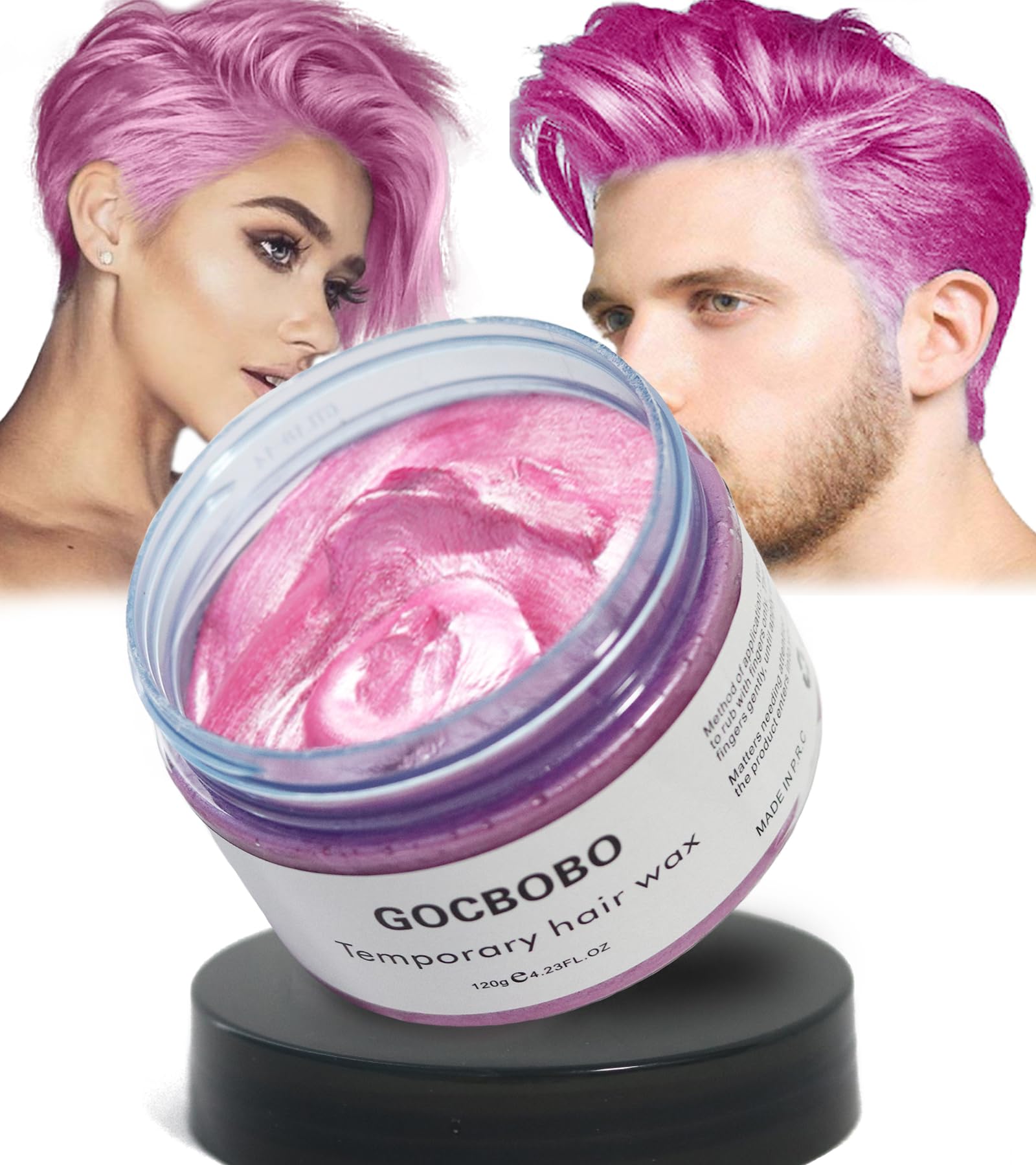 GOCBOBOTemporary Hair Colour Pink Hair Dye Washable Men's Women's DIY Hair Wax for Party Cosplay Halloween 4.23 Oz