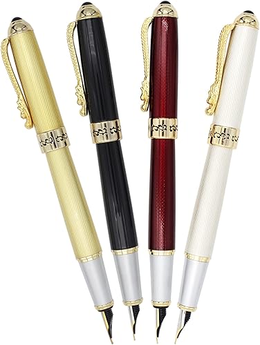 Miniatura 6 de Gullor Pluma estilográfica con convertidor de tinta, clip de dragón dorado, bolígrafo ejecutivo para escritura suave, punta fina, oro