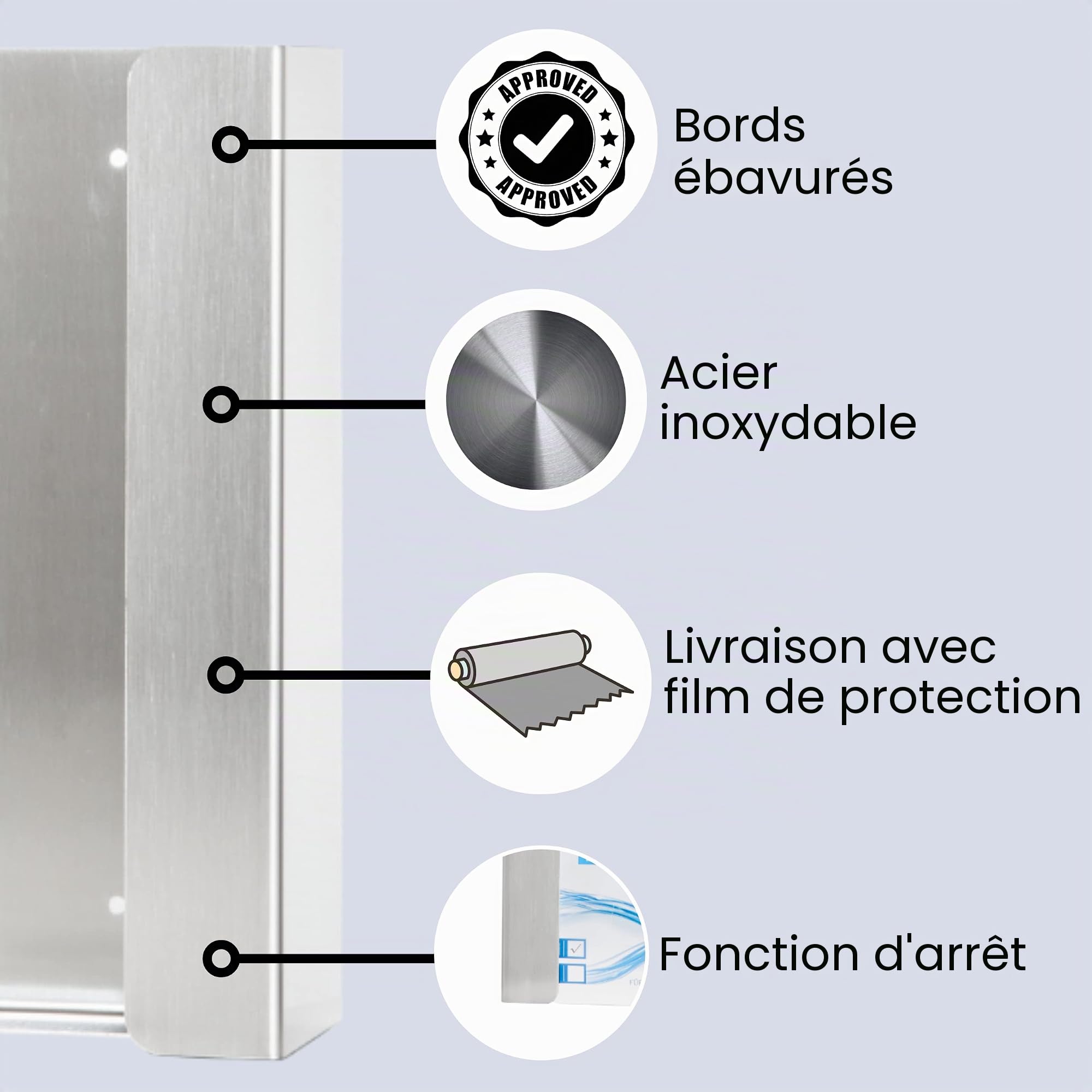 Support Mural pour Gants en Acier Inoxydable - Distributeur pour 2 Boîtes de Gants Jetables avec Accessoires de Montage