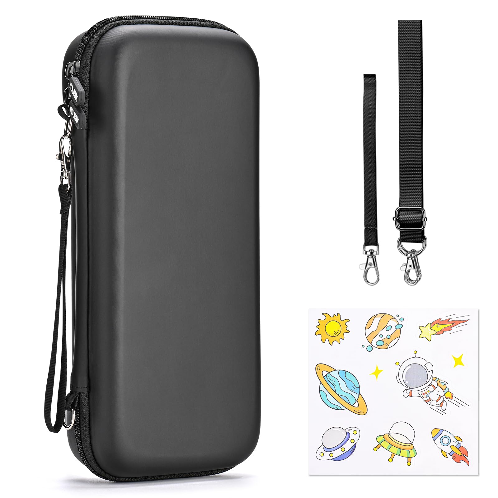 Younik Switch 2 Custodia Compatibile con NS Switch 2 (2025), Custodia con 19 Slot per Schede di Gioco, Accessori per Switch 2 Tracolla, Cinturino da Polso e Adesivi (Nero)