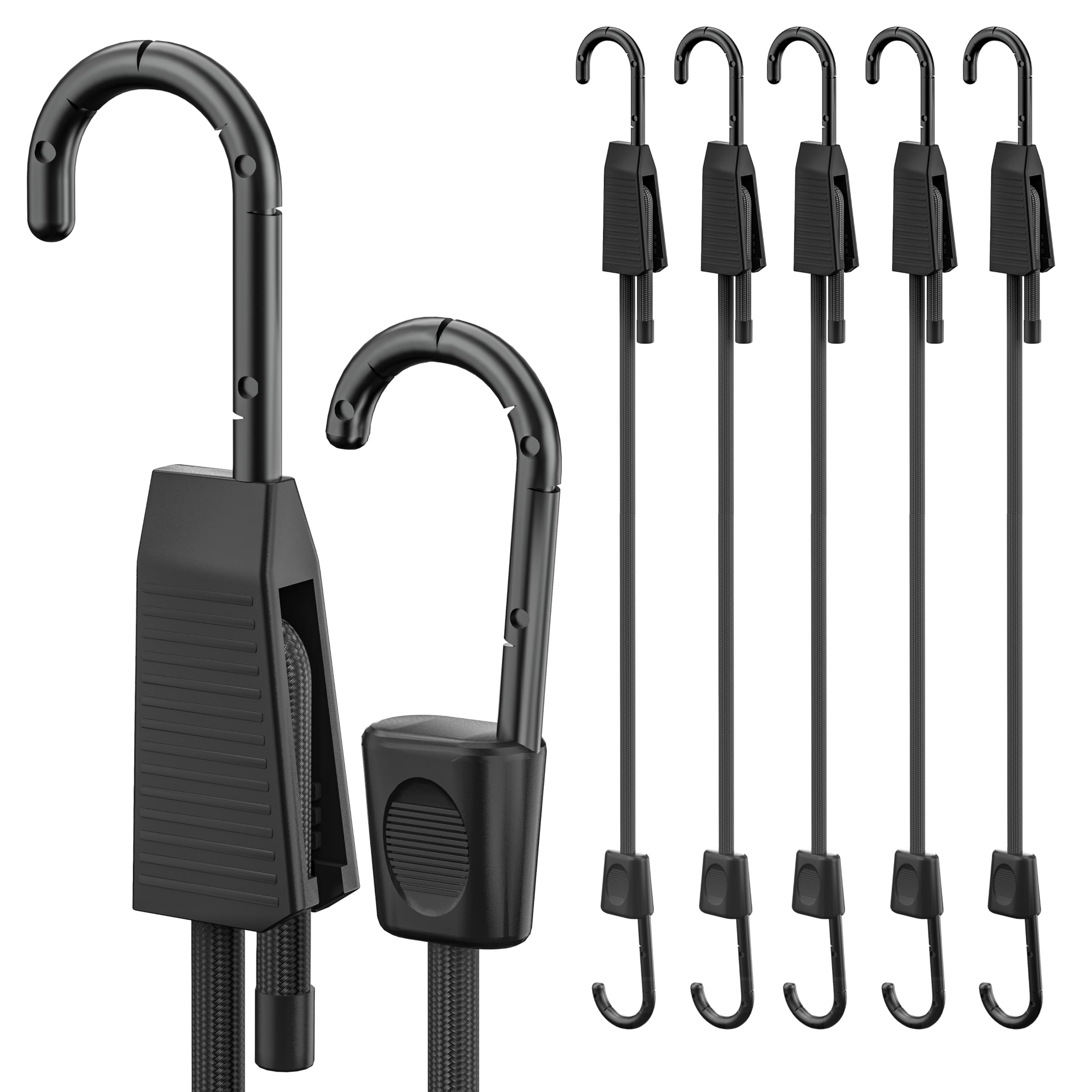 Rugtol Bungee Cords with Hooks, Adjustable Heavy Duty Outdoor Elastic Bungee Straps