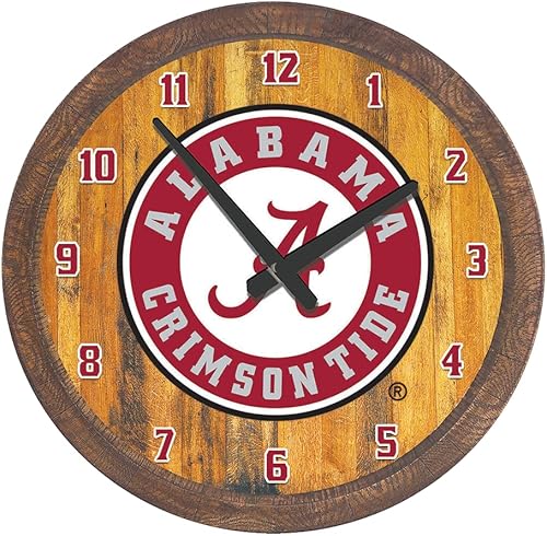 Miniatura 159 de The Fan-Brand NCAA Oklahoma Sooners: Faux Barrel Top Wall Clock Sports Team Bar Sign Décor - Home Man Cave, Party Decoration - Made On Demand