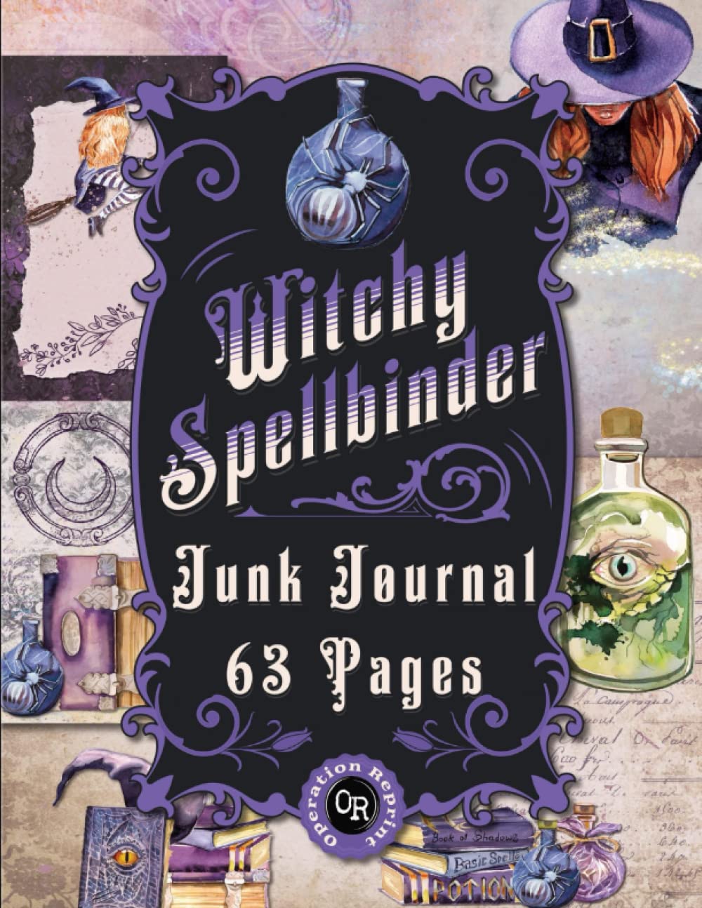 Witchy Spellbinder Junk Journal 63 Pages: Kit In Matte Finish Includes Paper & Ephemera For Scrapbooking and Collage