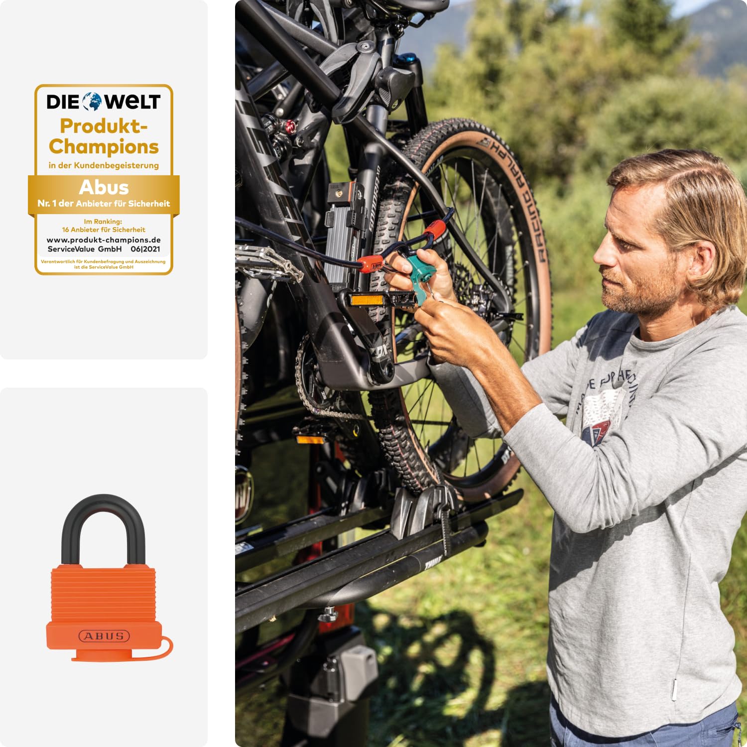 ABUS Lucchetto 70AL/45 in Alluminio Massiccio - Resistente alle Intemperie - con Calotta Protettiva e Rivestimento in Plastica - Livello di Sicurezza ABUS 5 - Arancione