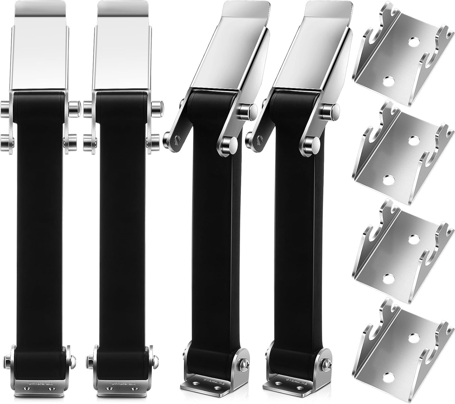 Mudder 8 Pcs 9.5 Inch Heavy Duty Stainless Steel Rubber Hood Catch Flexible Rubber Draw Latches with Brackets for Toolboxes, Coolers, Vehicle Engines, Hoods, RVs, ATVs