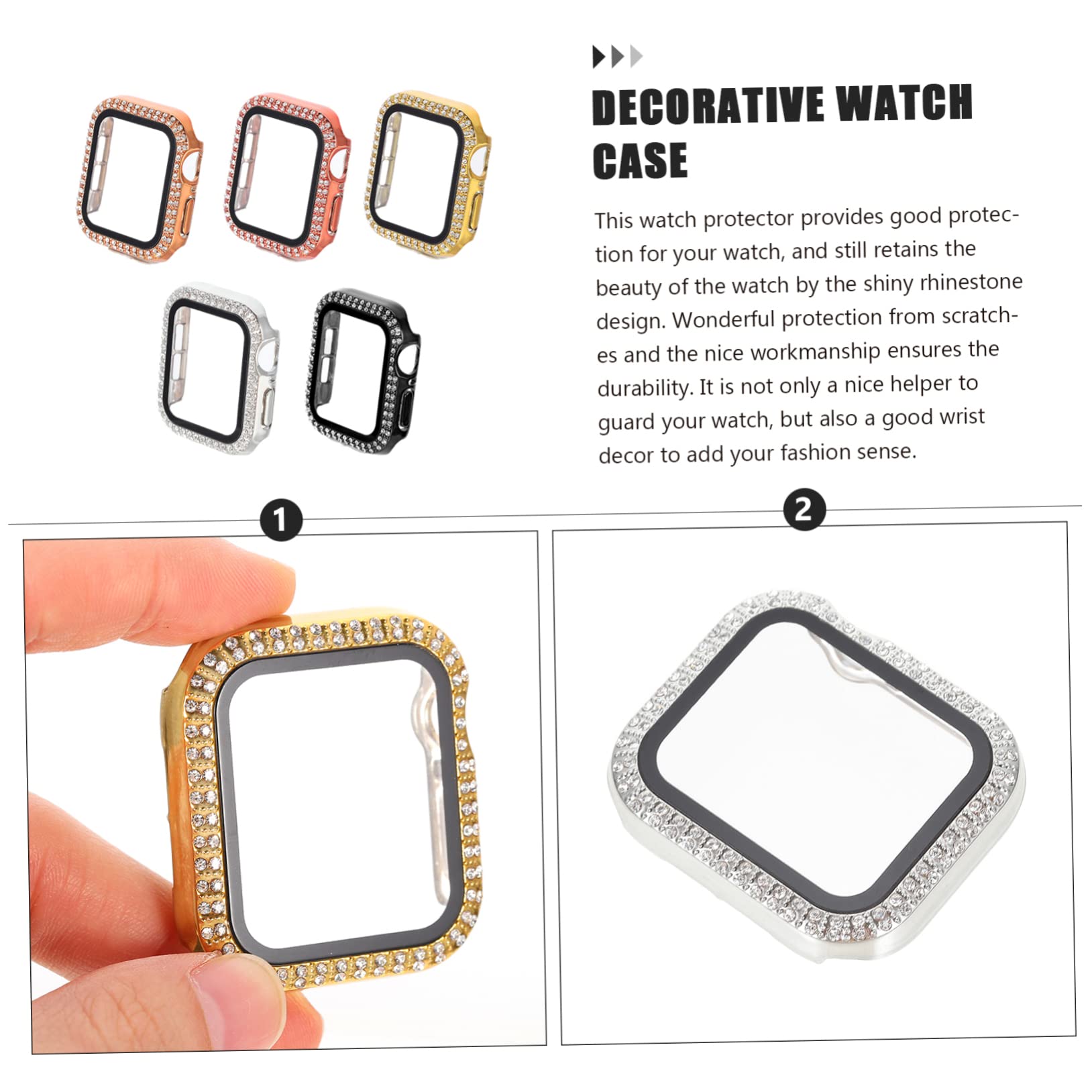 UKCOCO 25pièces Coque De Montre Brillante pour Anti-Rayures Compatible avec Couverture Décorative Facile à Installer Accès Complet Aux Boutons