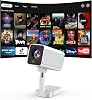 [Android TV OS & Telescopic Stand] PURSHE Smart Projector with WiFi6 and Bluetooth, Electric Focus/Auto Keystone 1080P Mini Projector 300ANSI with 180°Adjustable Stand, One-Click Use YouTube/HBO/Hulu