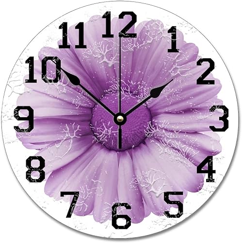 Reloj de pared con diseño de flor de lavanda de 10 pulgadas, funciona con pilas, reloj de pared vintage de madera de granja, reloj de pared grande Reloj de pared con diseño de flor de lavanda de 10 pulgadas, funciona con pilas, reloj de pared vintage de madera de granja, reloj de pared grande