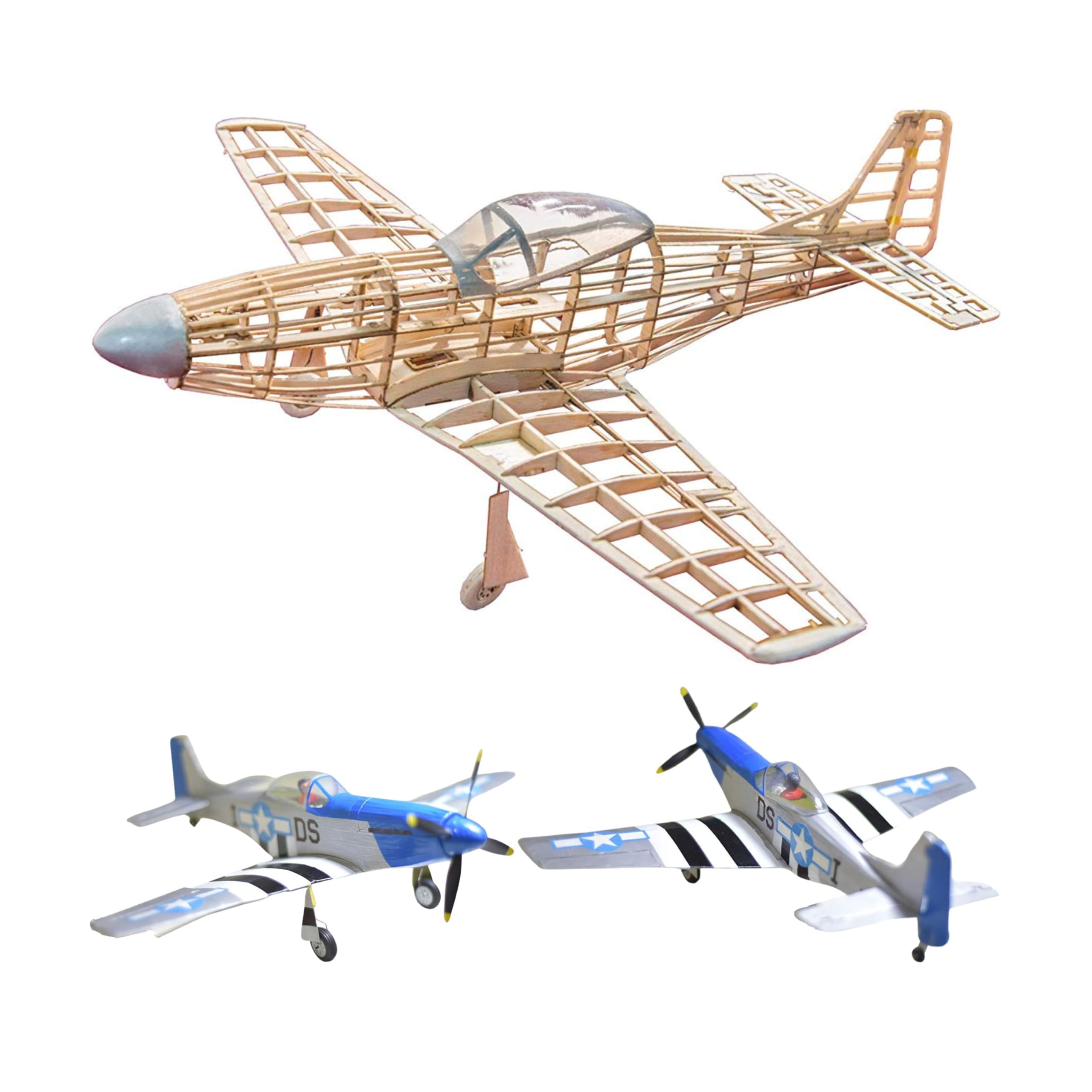 P-51 D Mustang Slow Flyer Model Uçak Kiti, Ölçek 1:30, 400 mm