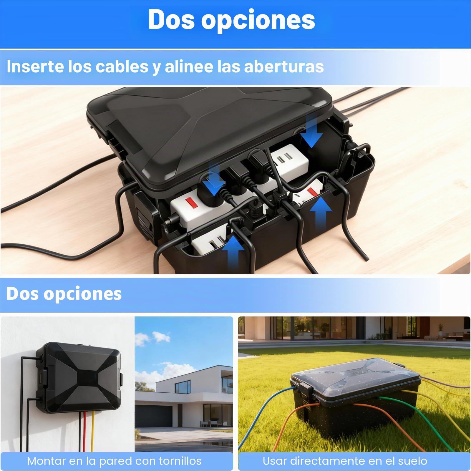 Caja Estanca Exterior Electrica, Caja de Conexiones Eléctricas Exteriores Impermeable con Protección IP55, para Proteger Cables Extensión, Regletas, Enchufes Exteriores, 33x22x13cm