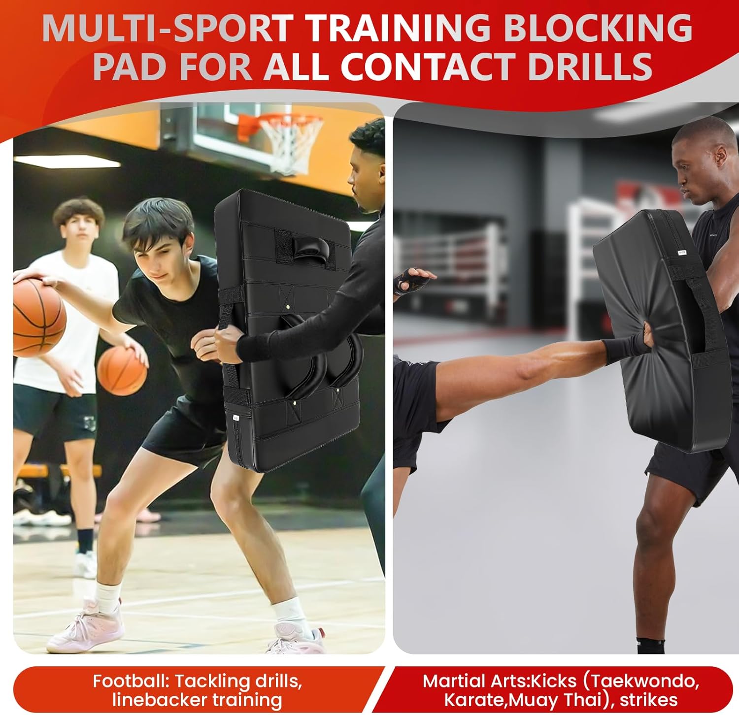 CMOOD Football Blocking Pad, Bloking Pad for Football, Basketball, Hockey, Tackle Dummy Training, 24"x16" Football Hitting Pad, Football Blocking Shield Durable Leather, High-Density Foam Kick Pad