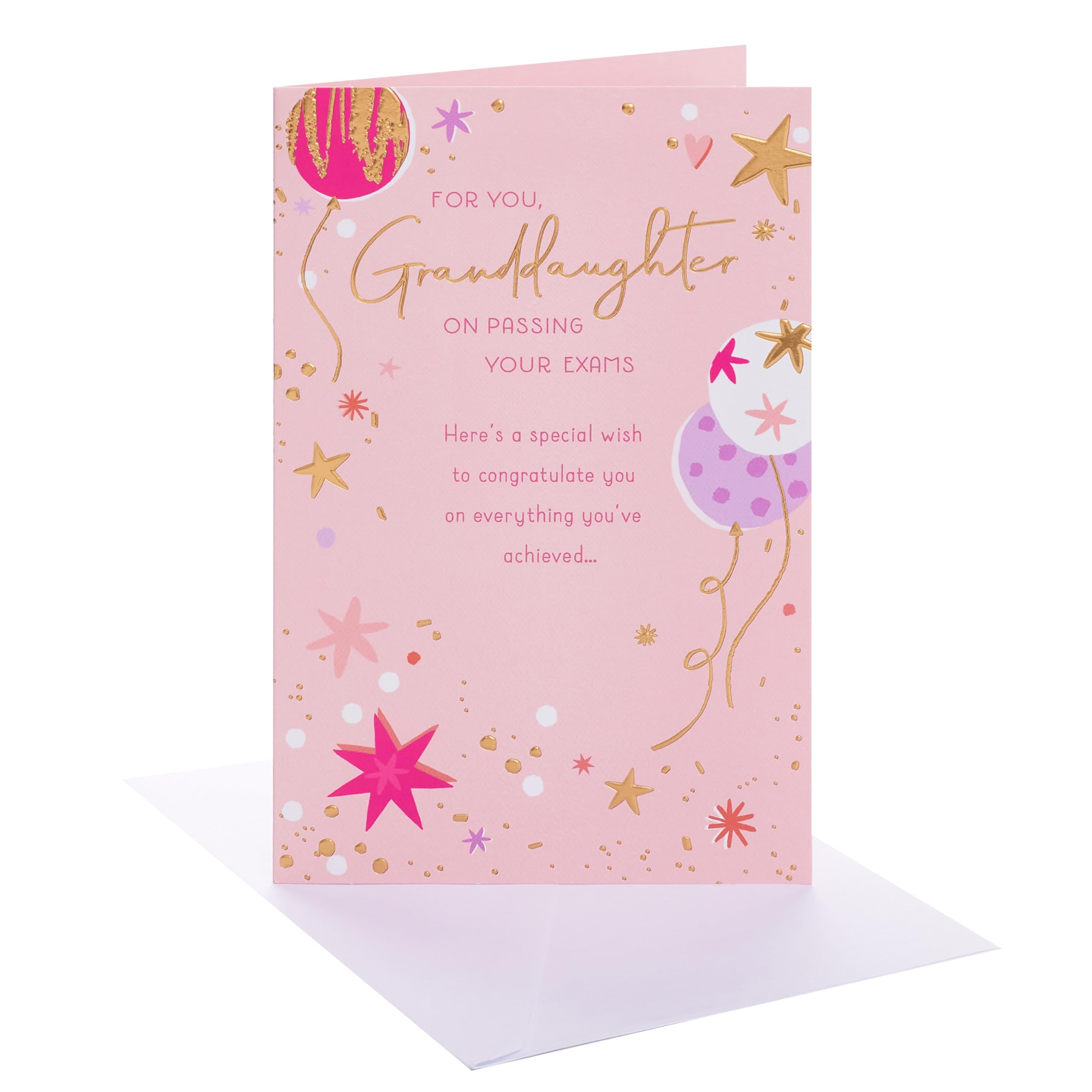 UK Greetings | Congratulations Card for Passing Exams Granddaughter | Congratulations/Proud of You | Her, Girls, Women | Balloons Design | With Envelope | 13.7 x 21 cm