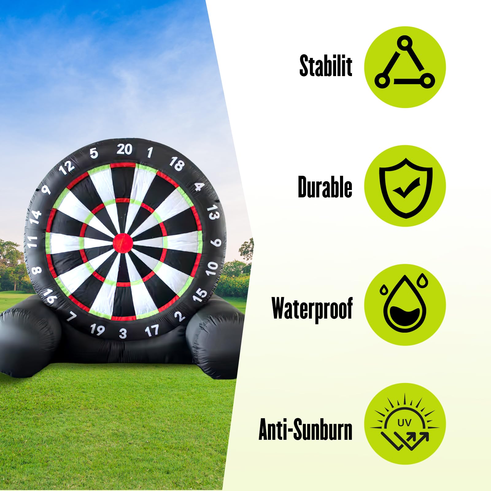 3M Fussball Dart aufblasbar Outdoor, inflantteble Fussball Dart Aufblasbar,fußballdart mit Gebläse und 8 Ballen,fußball dartscheibe furGarten Partys, Wasserdichtes Sportspiel.