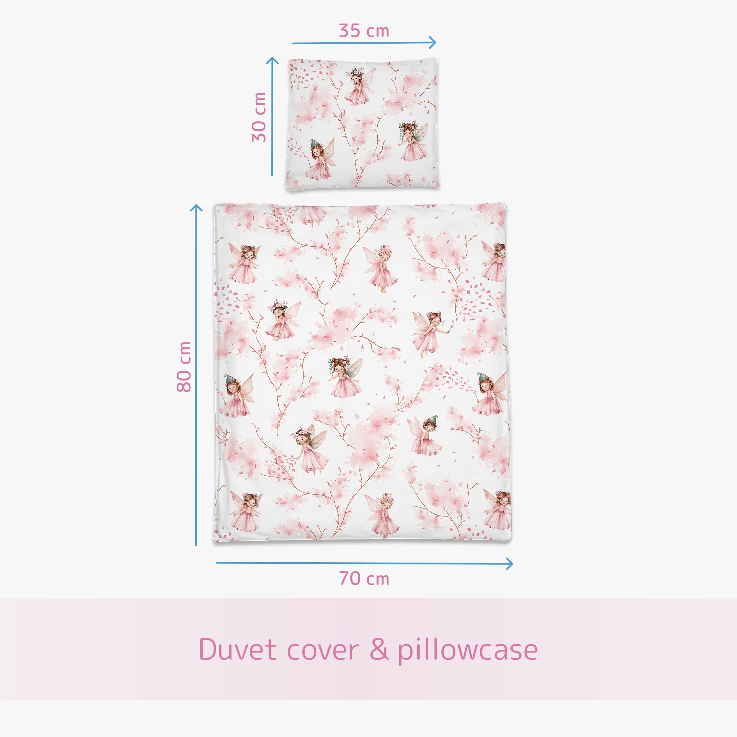 Baby Comfort 2 Piece Baby Kids Bedding Set 80x70 cm Duvet Cover & Pillowcase 12M+ (Fairies), 40 - Image 4