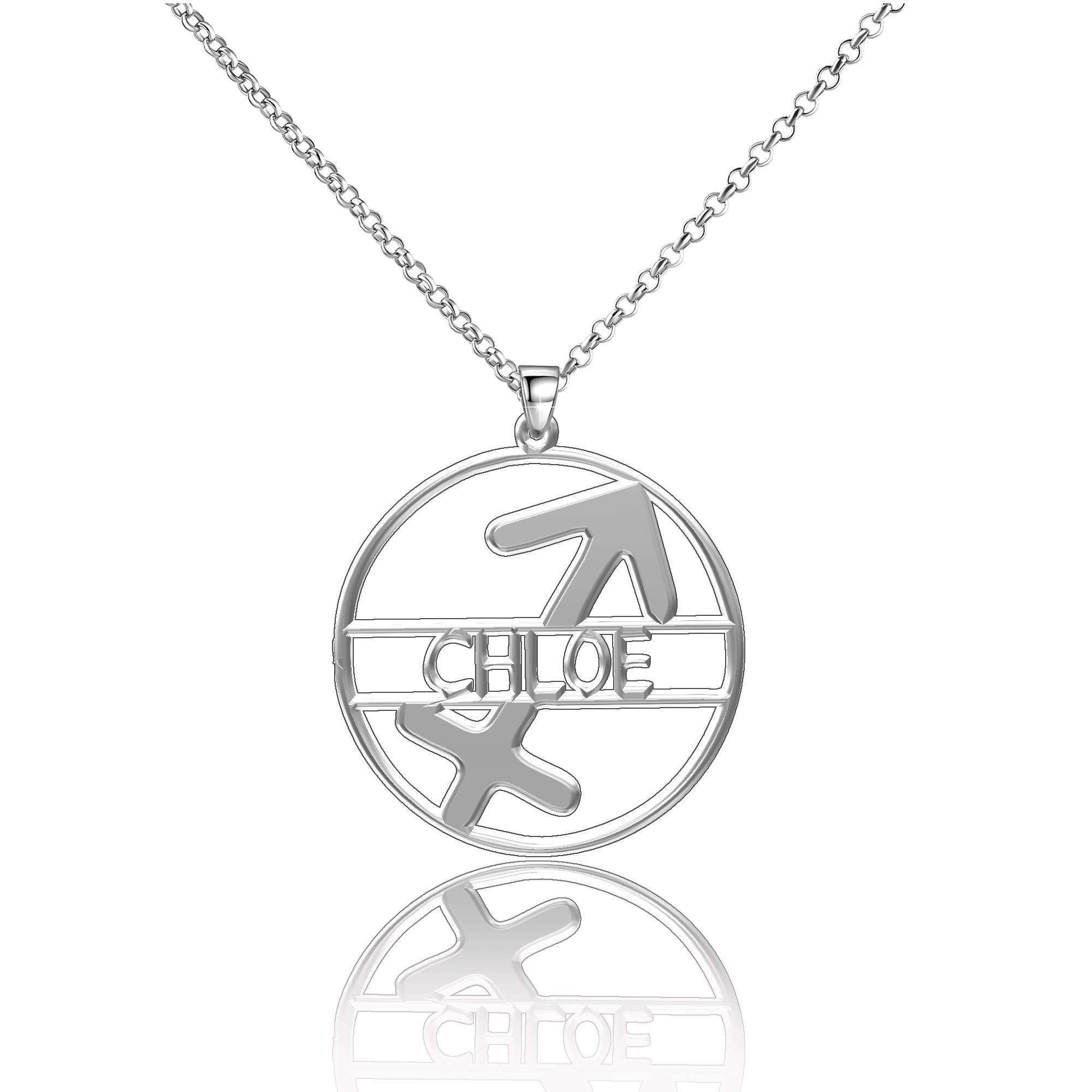 LoEnMe Jewelry Sagittarius Zodiac Signs Sterling Silver Custom Made Personalized 12 Constellations N