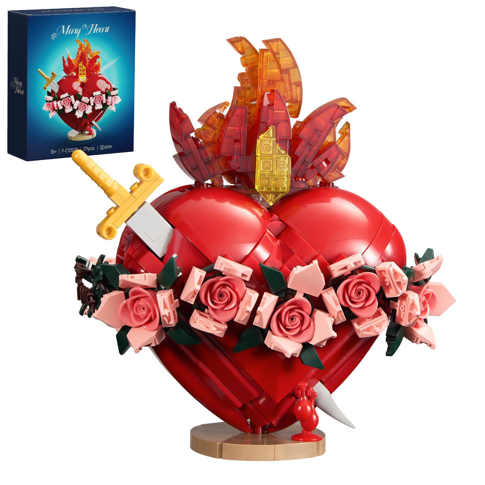 Sacred Heart of Mary Building Block Set, Immaculate Sacred Heart Building Model, Compatible with Lego Jesus Toy Decoration for Prayer Room, Christian,