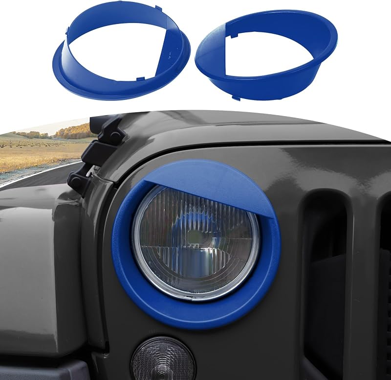 Moldura de farol Angry Eyes JOSHELA azul para Jeep Wrangler JK JKU 2007 a 2017 – 2 peças