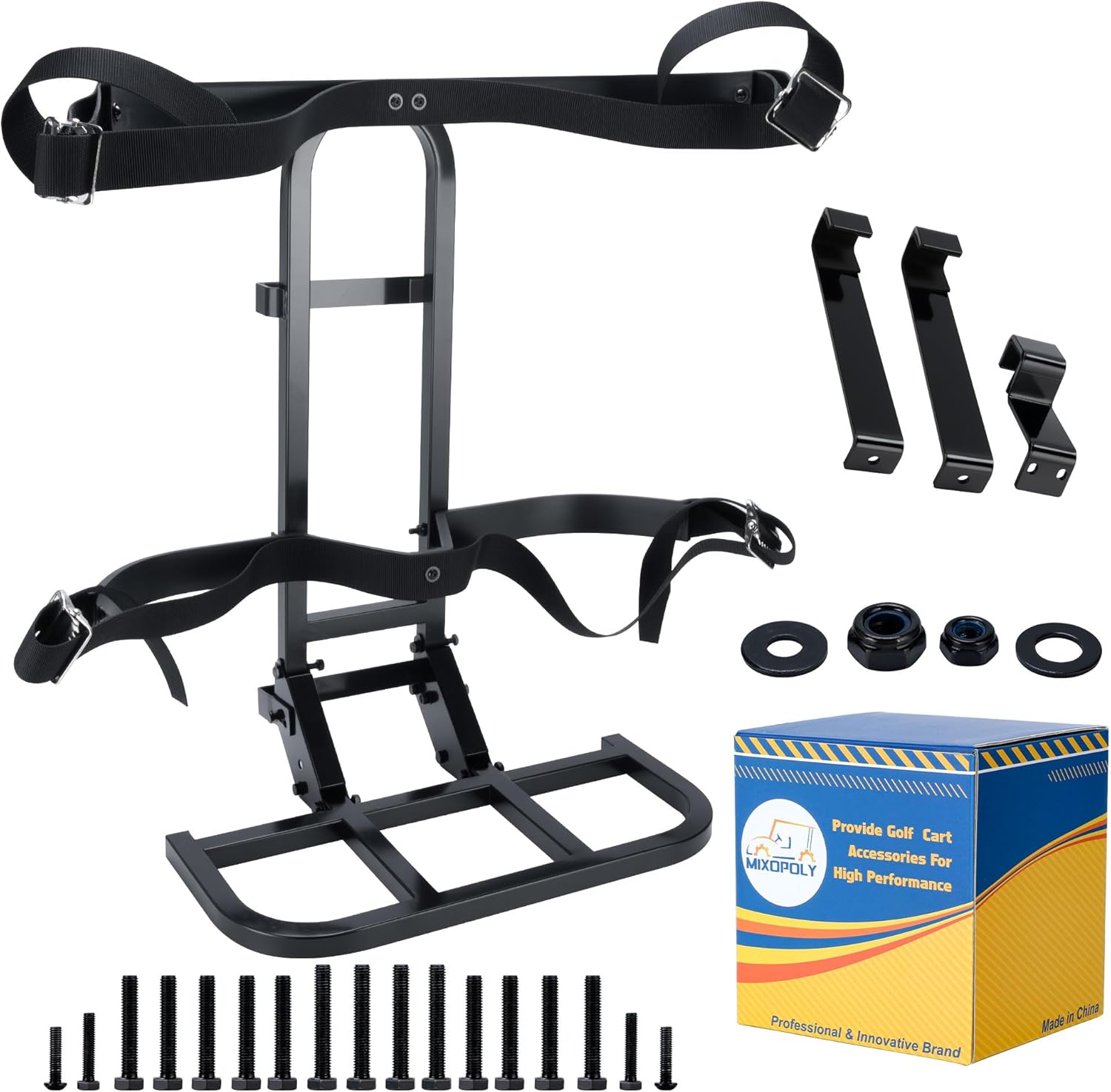 Universal Golf Cart Rear Seat Bag Holder Direct Fit for EZGO, Club Car, Yamaha Golf Carts, No Drilling Required, Rust-Proof, Fit Normal & Widen Grab Bar