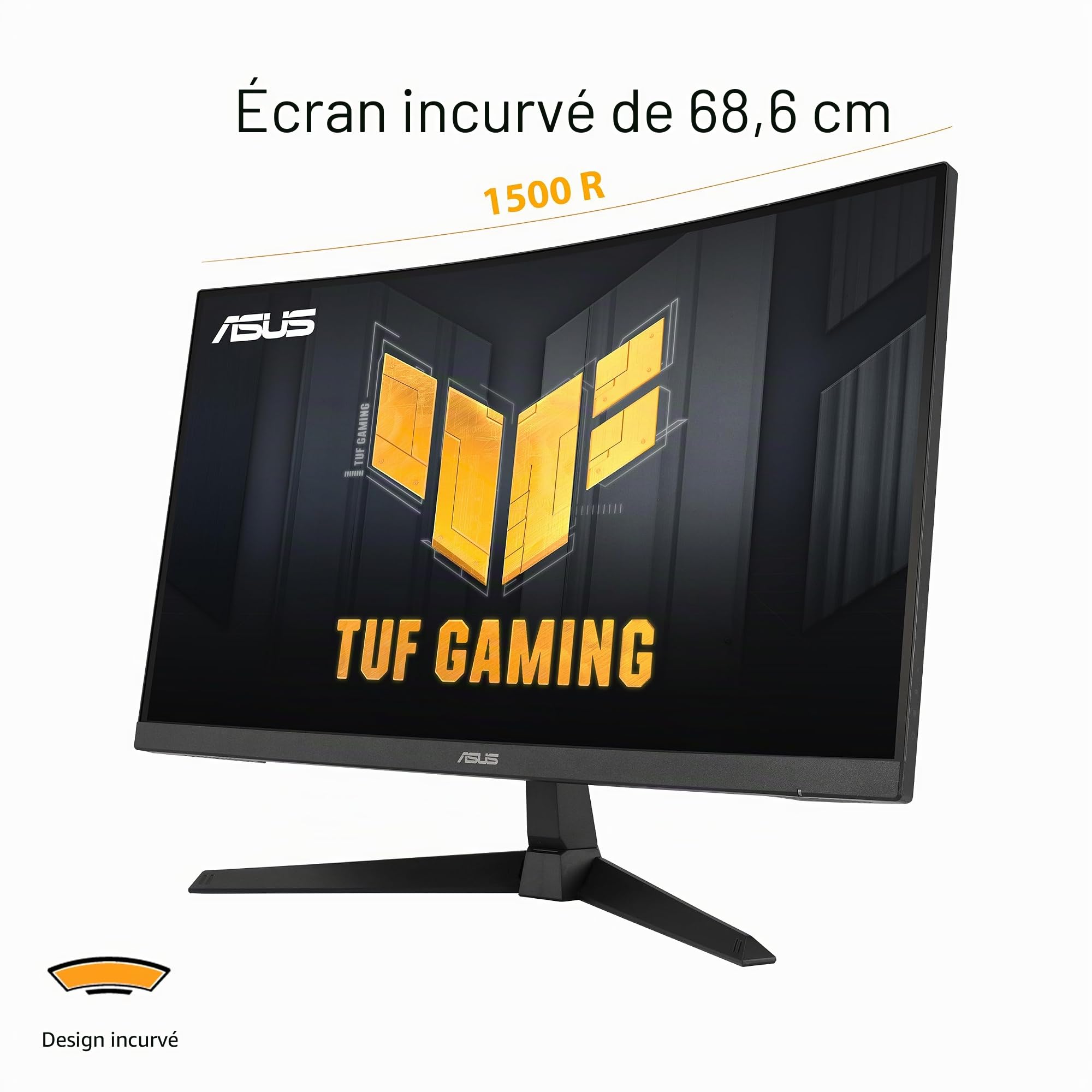 ASUS TUF Gaming Moniteur incurvé 27" 1080P (VG27VQM1B) – Full HD, 1500R, 280 Hz, 1 ms, flou extrême à faible mouvement, FreeSync Premium, Shadow Boost, Soin des yeux, DCI-P3 à 90 %, DisplayWidget