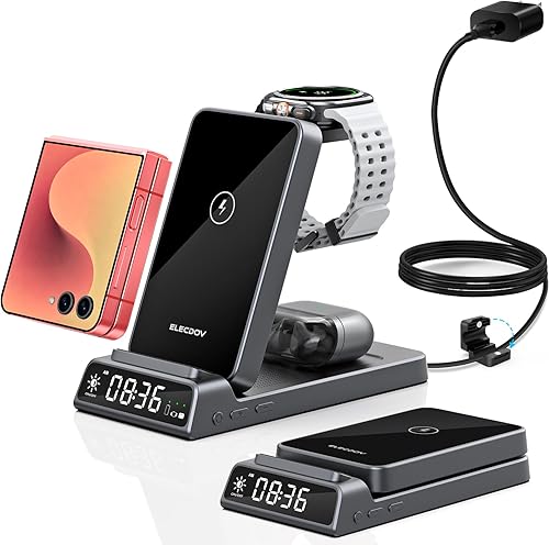 Cargador inalámbrico para estación de carga Samsung con reloj para Samsung Galaxy Z Flip7Bud, cargador de reloj para Samsung Galaxy Watch 8765Pro,