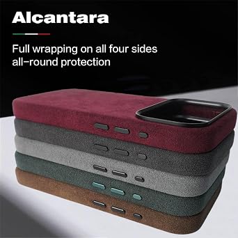 Alcantara Suede Case for iPhone 17 6.3, Full-Back Ultra-Suede Wrap Inside & Out, Compatible with MagSafe, Slim, Lightweight, Black